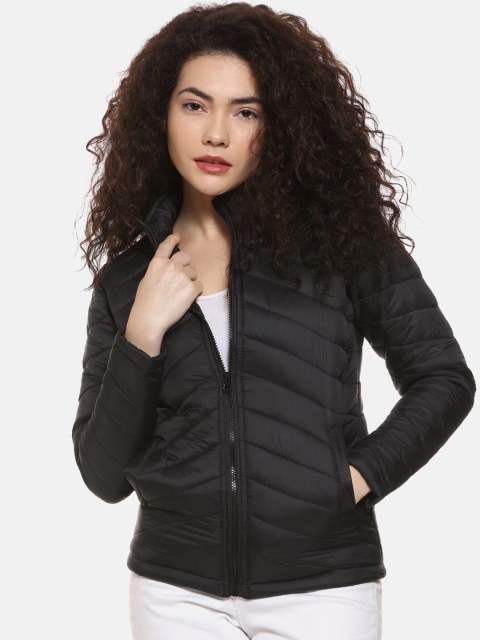 Campus Sutra Women Black Solid Puffer Jacket