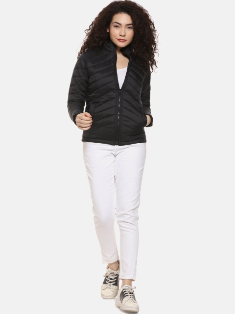 Campus Sutra Women Black Solid Puffer Jacket - Image 7