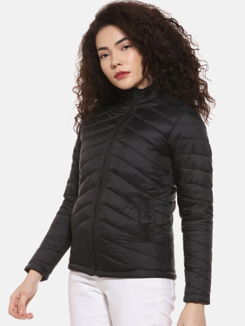 Campus Sutra Women Black Solid Puffer Jacket - Image 4