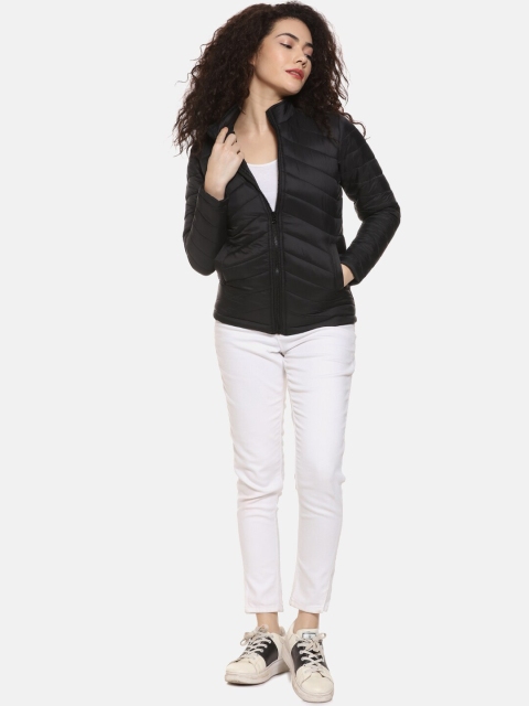 Campus Sutra Women Black Solid Puffer Jacket - Image 6