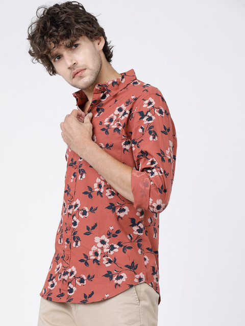 HIGHLANDER Men Rust \u0026 Black Slim Fit 