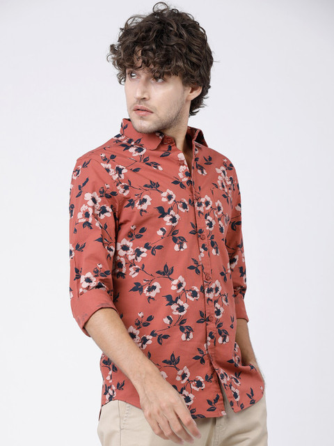 HIGHLANDER Men Rust \u0026 Black Slim Fit 