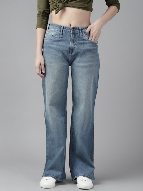 Roadster Women Blue Wide Leg High-Rise Light Fade Stretchable Jeans