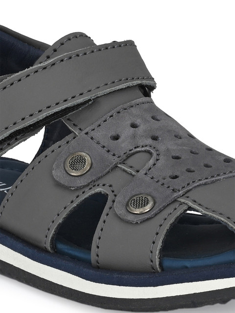 TUSKEY Boys Grey & Navy Blue Leather Fisherman Sandals - Image 5