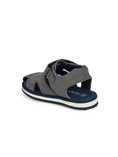 TUSKEY Boys Grey & Navy Blue Leather Fisherman Sandals - Image 2