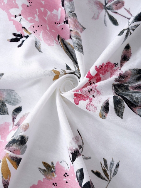 SWAYAM White & Red Floral 200 TC King Bedsheet with 2 Pillow Covers - Image 4