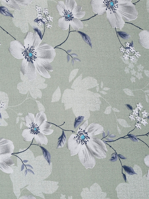 SWAYAM Sparkle Green Floral 144 TC King Fitted Bedsheet Set - Image 7