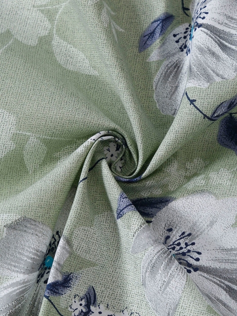 SWAYAM Sparkle Green Floral 144 TC King Fitted Bedsheet Set - Image 5