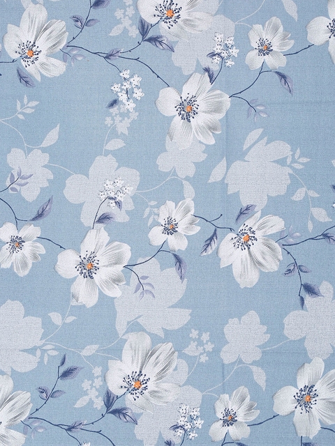 SWAYAM Sparkle Blue Floral 144 TC King Bedsheet Set - Image 6
