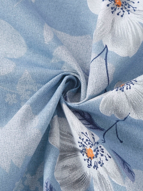 SWAYAM Sparkle Blue Floral 144 TC King Bedsheet Set - Image 4