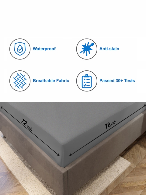 LA VERNE Grey King Size Cotton Terry Waterproof Mattress Protector - Image 4