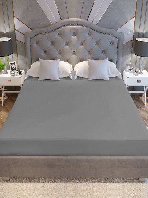 LA VERNE Grey King Size Cotton Terry Waterproof Mattress Protector - Image 2