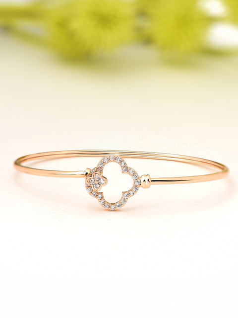 Zaveri Pearls Women Cubic Zirconia Rose Gold-Plated Kada Bracelet