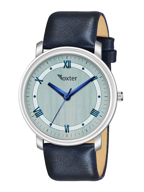 Foxter Men Multicoloured Brass Dial & Blue Leather Straps Analogue Watch