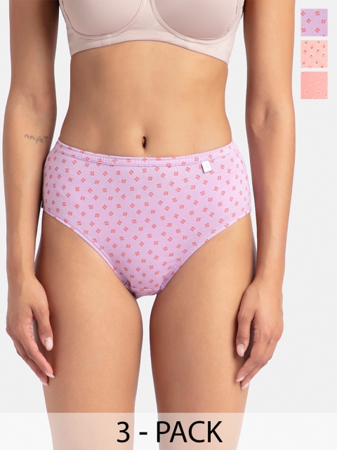 Jockey Pack of 3 Floral Printed Medium Coverage Super Combed Cotton StayFresh Bikinis-1410