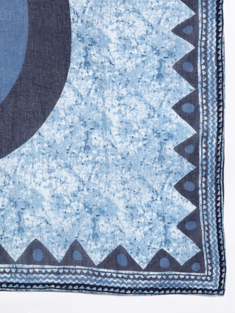 Libas Women Blue Printed Pure Cotton Kurta with Palazzos & Dupatta - Image 4