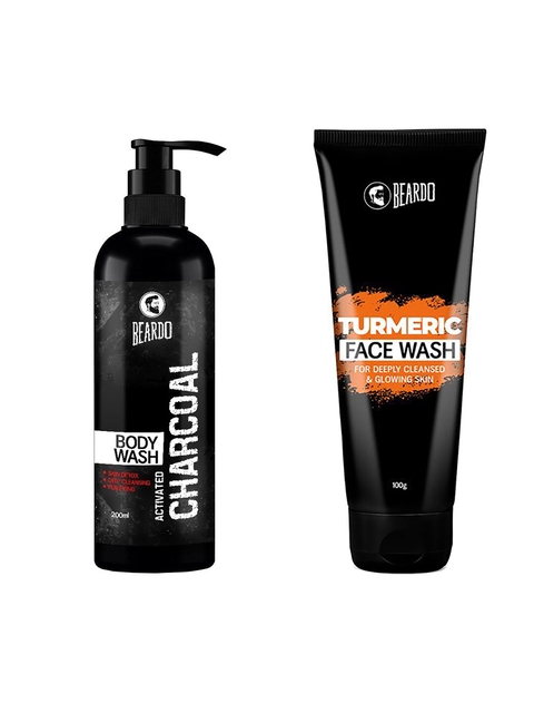 BEARDO Men Activated Charcoal Body Wash & Turmeric Face Wash