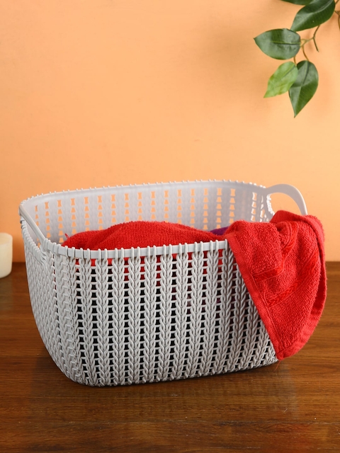 House Of Accessories Grey Solid Laundry Basket