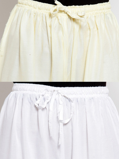Clora Creation Women White & Cream-Coloured Pack Of 2 Printed Knitted Ethnic Palazzos - Image 6