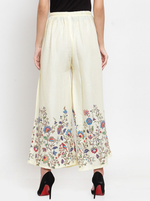 Clora Creation Women White & Cream-Coloured Pack Of 2 Printed Knitted Ethnic Palazzos - Image 4