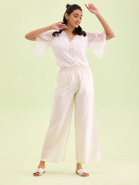 Go Colors Women Cream-Coloured Ethnic Palazzos - Image 2