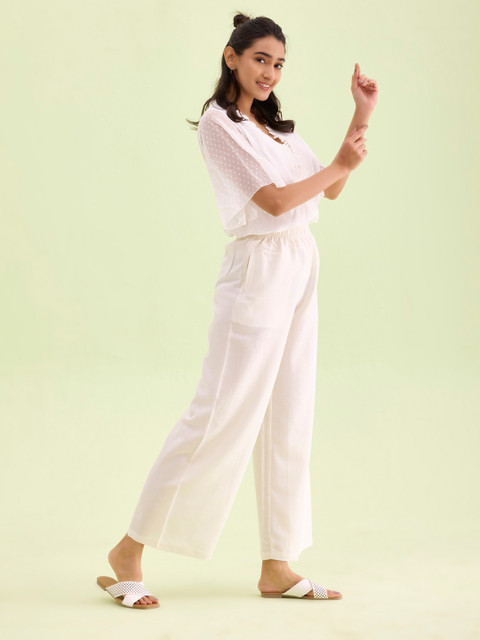 Go Colors Women Cream-Coloured Ethnic Palazzos - Image 3