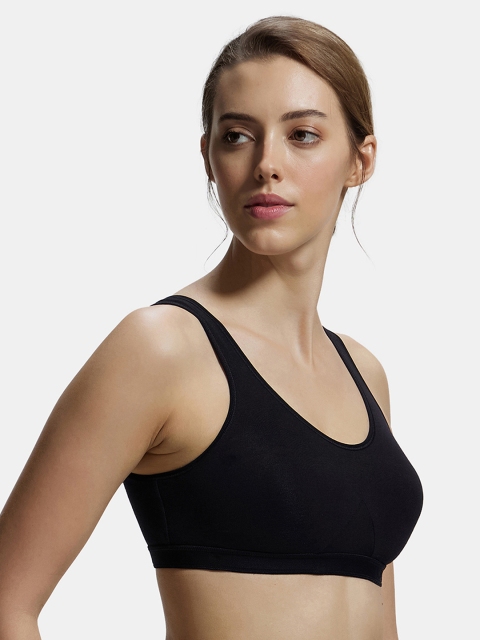 Jockey Wirefree Non Padded Combed Cotton Full Coverage Slip-On Active Bra-1376 - Image 2