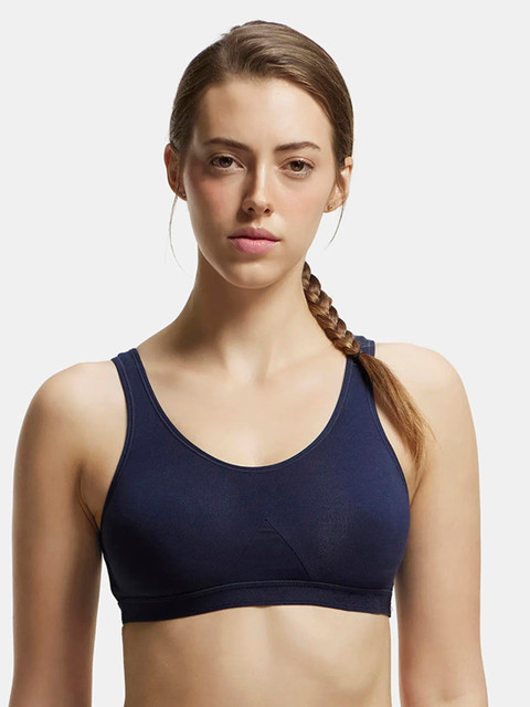 Jockey Wirefree Non-Padded Combed Cotton Full Coverage Slip-On Active Bra-1376
