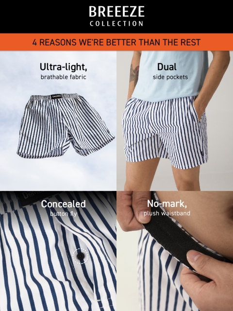 DAMENSCH Men Pack of 2 Striped Ultra-Light Cotton Boxer Shorts - DAM-STP-LBX-CSW-CR - Image 2