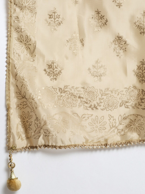 Clora Creation Gold Fawn Printed Dupatta with Gotta Patti Border - Image 2