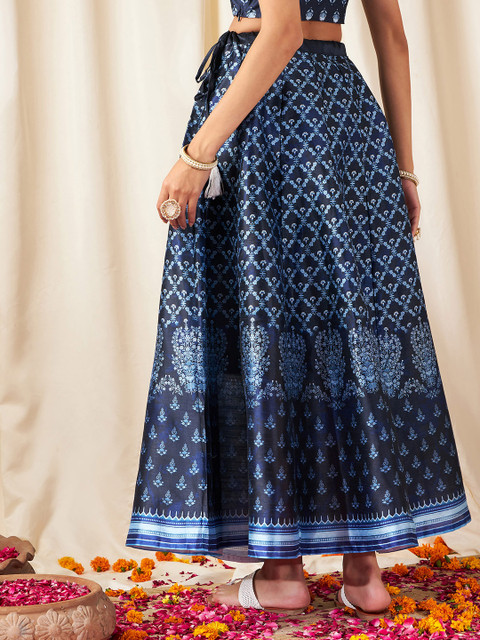 Shae by SASSAFRAS Women Deep Navy Blue Floral Skirt - Image 3