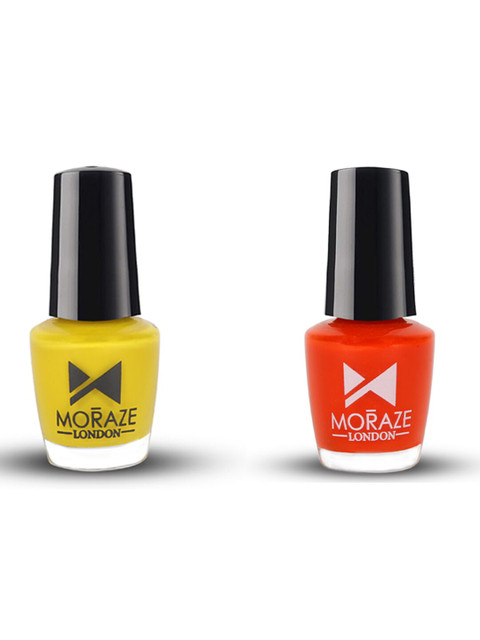 Moraze Set of 2 Yellow & Red Paraben Free Nail Polish