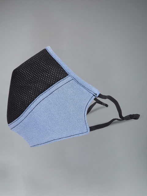 DOLCE CRUDO Unisex Blue & Black 7-Ply Protective Outdoor Denim Mesh Masks