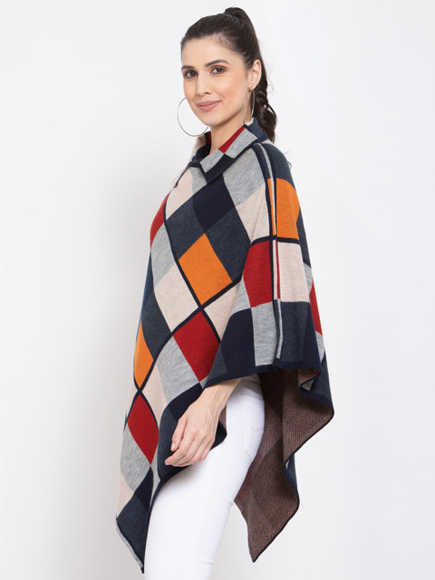 513 Women Beige & Grey Checked Lapel Shrug - Image 3