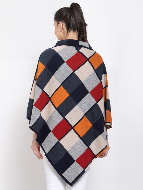 513 Women Beige & Grey Checked Lapel Shrug - Image 4