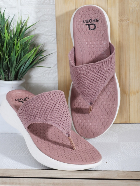 Carlton London sports Women Pink Rubber Thong Flip-Flops - Image 3
