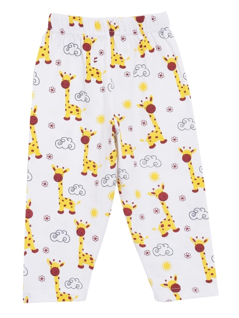 The Mom Store Unisex Kids White & Yellow Printed Night suit - Image 5