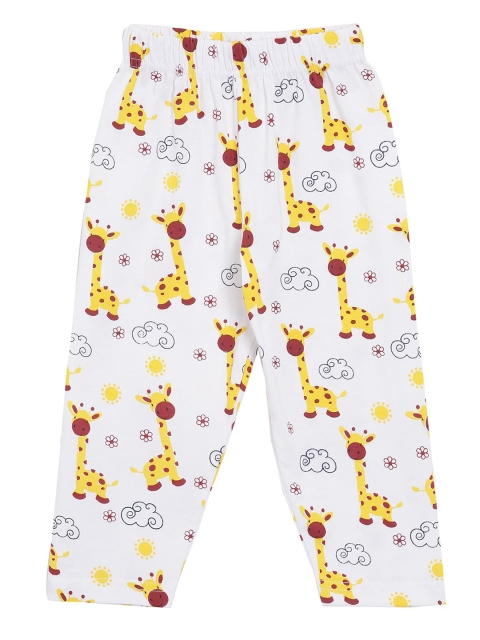 The Mom Store Unisex Kids White & Yellow Printed Night suit - Image 4
