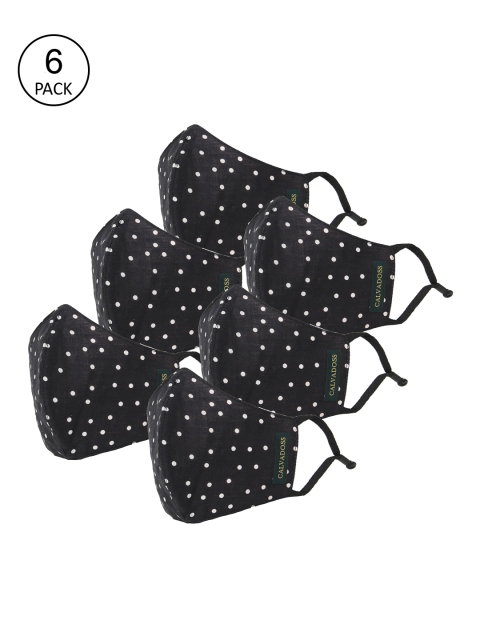 Calvadoss Men Pack Of 6 Black & White Printed 3 Ply Reusable Cloth Masks