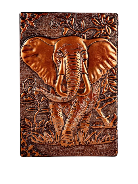 BANGE Bronze-Toned Elephant Gold Handcrafted Genuine Leather Journal
