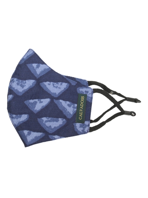 Calvadoss Men Pack Of 4 Blue Printed 3-Ply Reusable Cloth Masks - Image 3