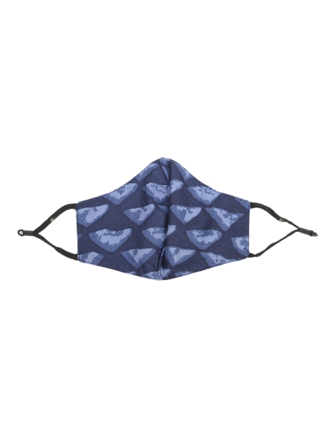 Calvadoss Men Pack Of 4 Blue Printed 3-Ply Reusable Cloth Masks - Image 5