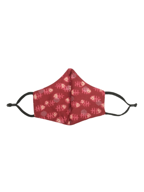 Calvadoss Men Pack Of 4 Red & Off-White Printed 3-Ply Reusable Cotton Cloth Masks - Image 5