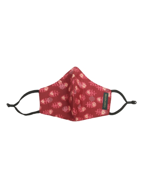 Calvadoss Men Pack Of 4 Red & Off-White Printed 3-Ply Reusable Cotton Cloth Masks - Image 4