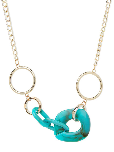 Blisscovered Gold-Toned & Turquoise Blue Gold-Plated Necklace