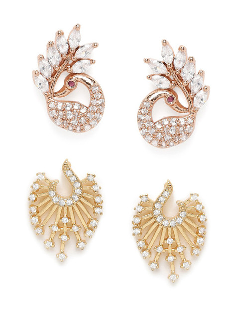 AMI Rose Gold Set of 2 Contemporary Stud Earrings - Image 4