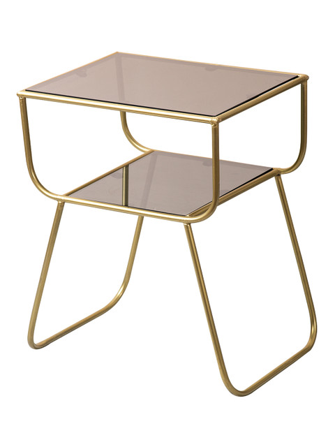 nestroots Gold-Toned Two Tier Iron and Glass Magazine Sofa Side Ottoman Organiser - Image 5