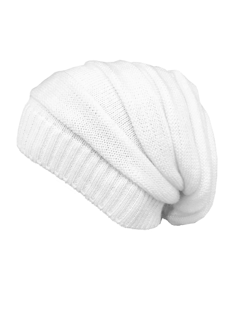 Gajraj Unisex White Knitted Woolen Slouchy Beanie - Image 2