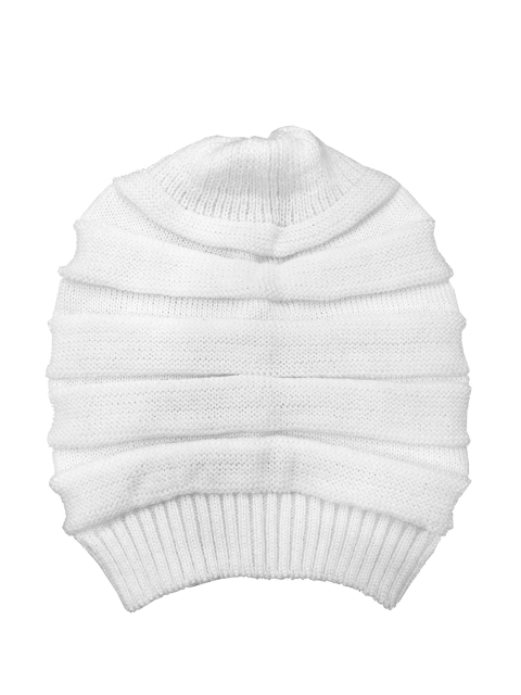 Gajraj Unisex White Knitted Woolen Slouchy Beanie - Image 3