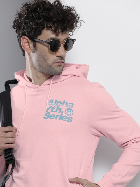 The Indian Garage Co Men Pink Hooded Sweatshirt